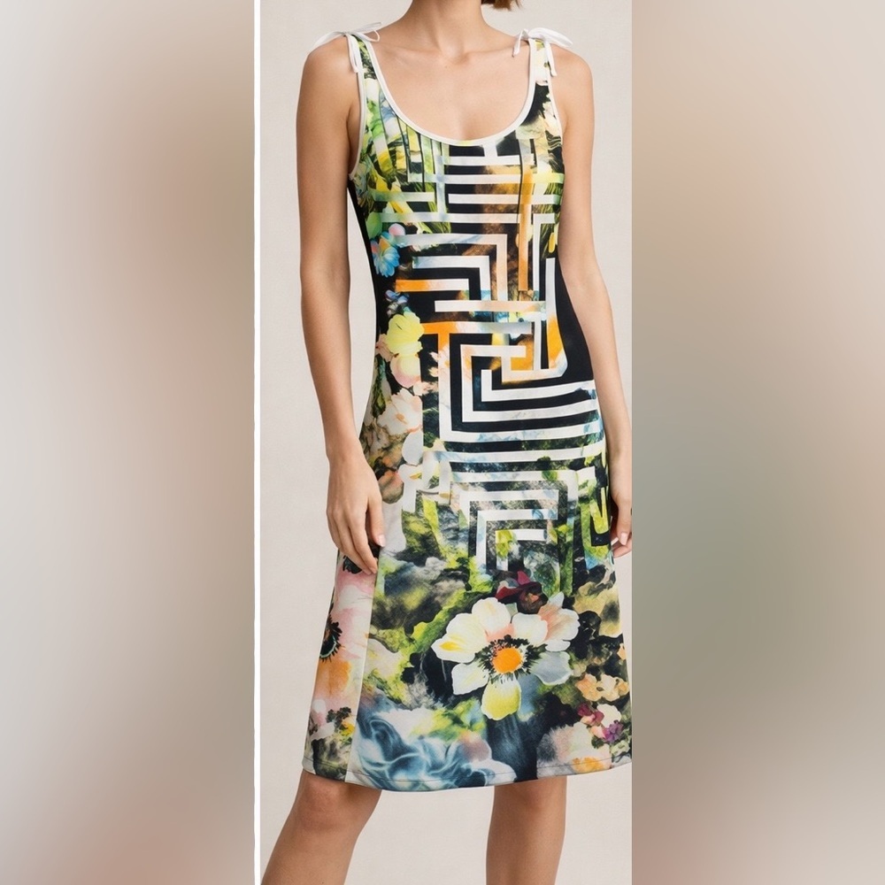 Clover Canyon Abstract Maze Neoprene Fit & Flare Midi Dress size S